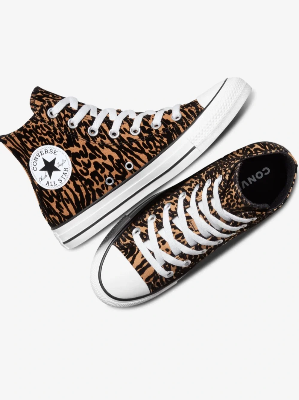 Converse HighTop Sneakers in Leopard Print Soft Velvet Texture - Unisex - NWT - Picture 3 of 11